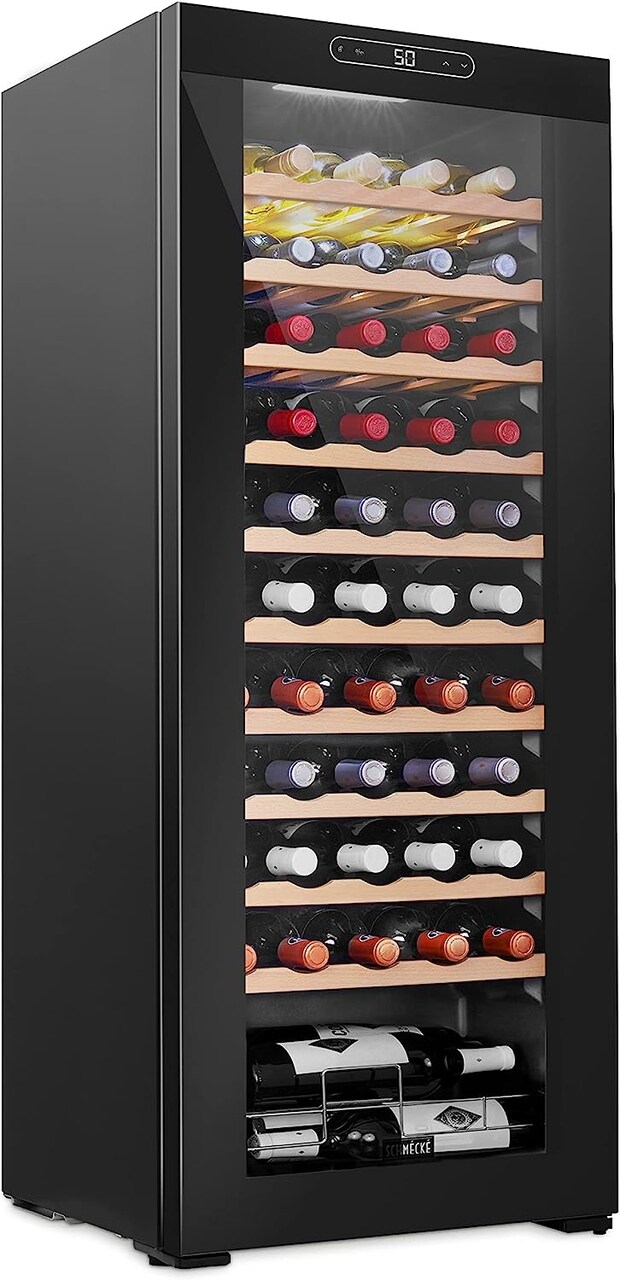 Schmecke 55-Bottle Wine Fridge, Freestanding Wine Refrigerator, Large Wine Cooler